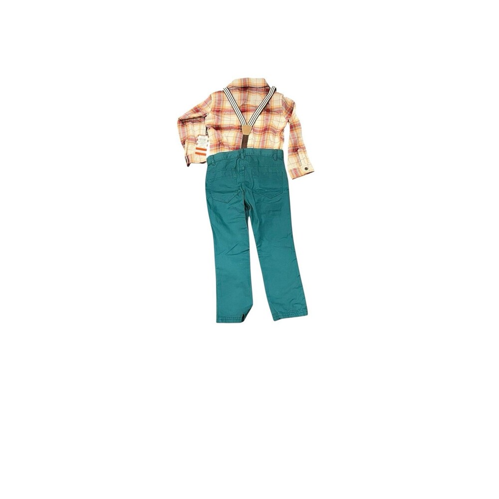 Long Sleeve Flannel Shirt and Suspender Pants Set Toddler Boys - Size: 4T - NWT - Picture 3 of 4